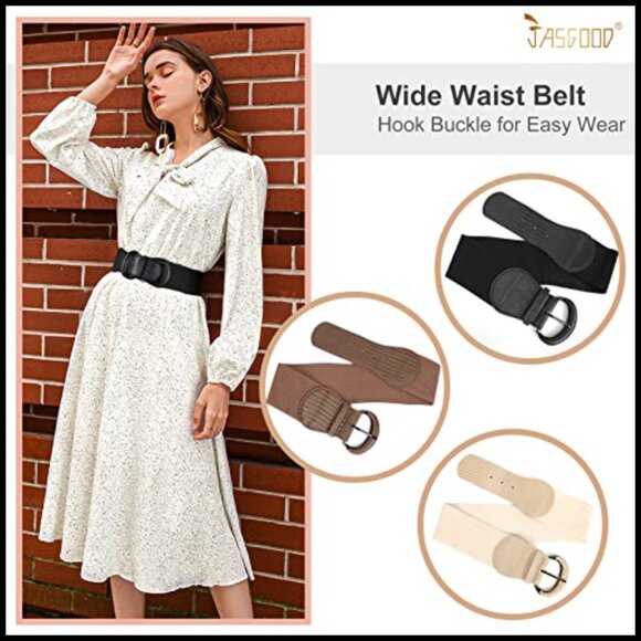 Vintage Stretch Waist Belt Elegant Adjustable Faux Leather Wide Belt 3 Pack main image 4